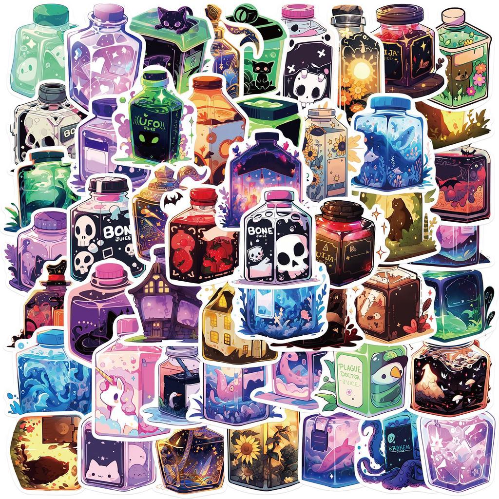 50 Magic Juice Graffiti Stickers Decorate Guitar Notebook Suitcase DIY Waterproof Stickers