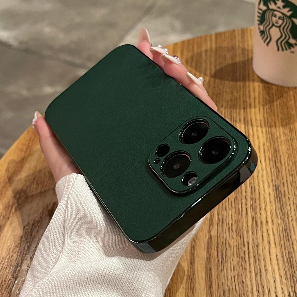 Retro Brown Lambskin Leather Case For iPhone 17 16 11 12 13 14 15 Pro Max Plus Luxury Camera Protection Soft Plating Back Cover