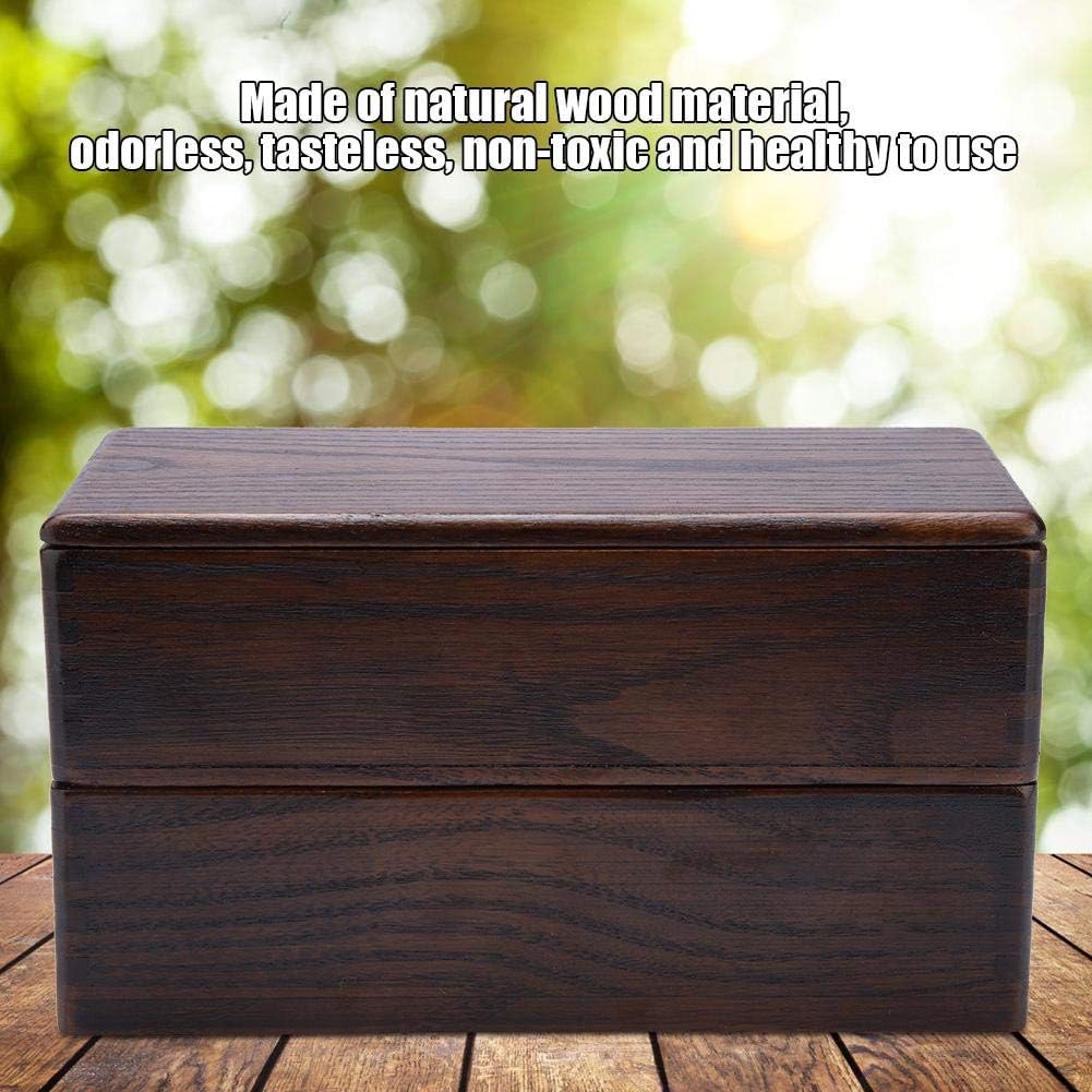 Lunch boxes, Japanese Traditional Wooden Lunch Containers Double Layer Wooden Box for Picnic Sushi