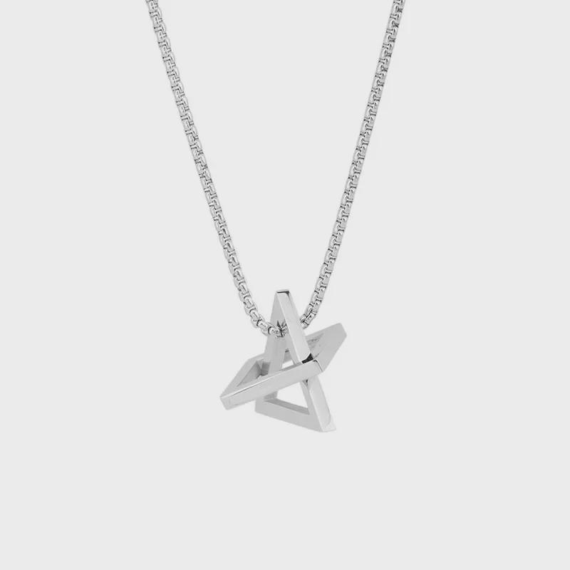 Disassemblable Geometric Necklace: Triangle & Square Mix-and-Match, Fade-Resistant, Long Necklace