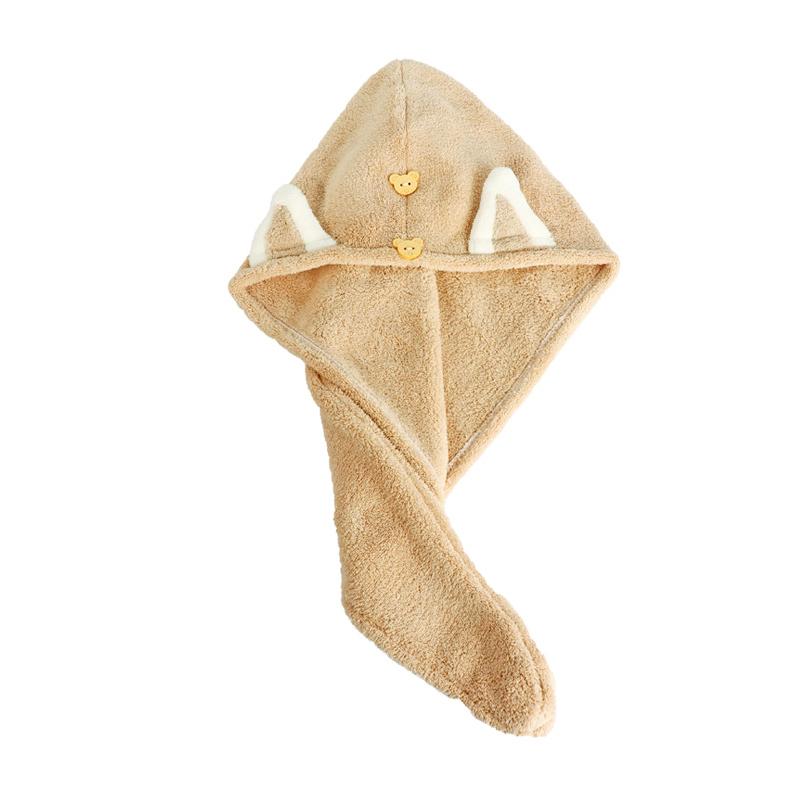 Quick Dry Hair Towels Women And Child Cute Cat  Ear Super Absorption Thicker Microfiber Turban Towels With Bear Buttons