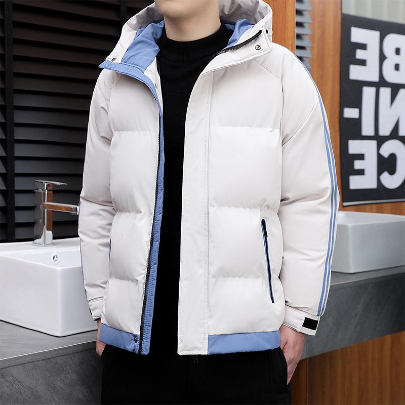 Men's Two-Legged Thickened Warm Winter Cotton Coat, Korean Style Youth Hooded Casual Cold-Proof Jacket.