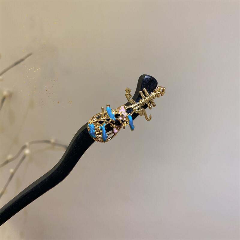 

\Новая китайская шпилька для волос с цветком пипа в китайском стиле для женщин, модный дизайн, деревянная U-образная палочка для волос Ханфу, шпилька для пучка волос, ювелирное изделие