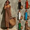 Neue europäische und amerikanische Mode Sommer eleganter Temperamentstil Damenbekleidung quadratischer Ausschnitt Trägerrock gerades Kleid