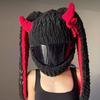 Winter Motorcycle Helmet Headgear Cover Trendy Devil's Horns Creative Cartoon Knitted Motocross Full-Face Protective Helmet Case