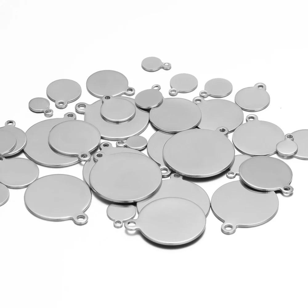20/50Pcs Stainless Steel Vacuum Gold Color Blank Disc Charms Tags Pendants DIY Bracelet Necklace Jewelry Making Finding Supplies