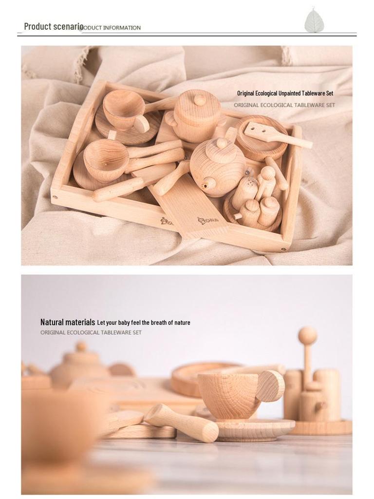 Beechwood Kids' Pretend Play Cooking Set - Wooden Kitchen & Tableware Educational Toys