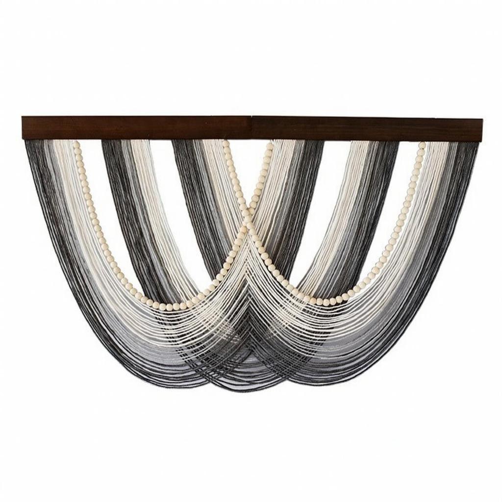 Striped Textile Wall Tapestry with Wood Top Bar Easy to Hang for Reading Corner