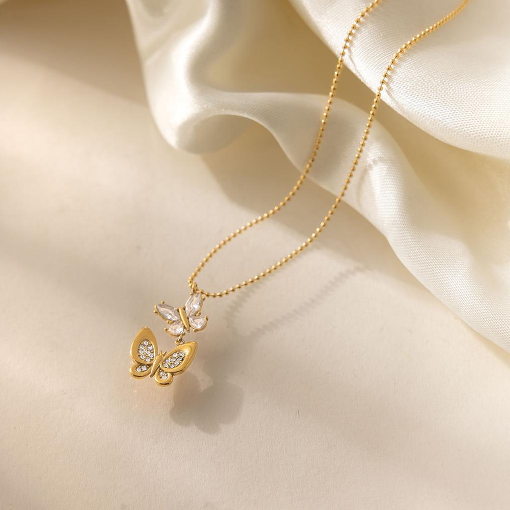 Youthway Romantic Butterfly Pendant Necklace For Women Minimalist 18K Gold Plated Stainless Steel Necklace Fashion Jewelry Gift