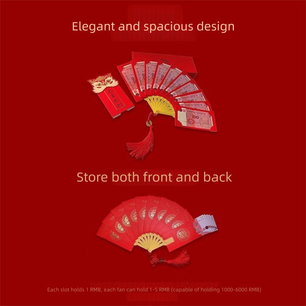 Expandable Spring Festival Angpao Multiple Card Slots Red Envelopes  for Wedding Party New Year