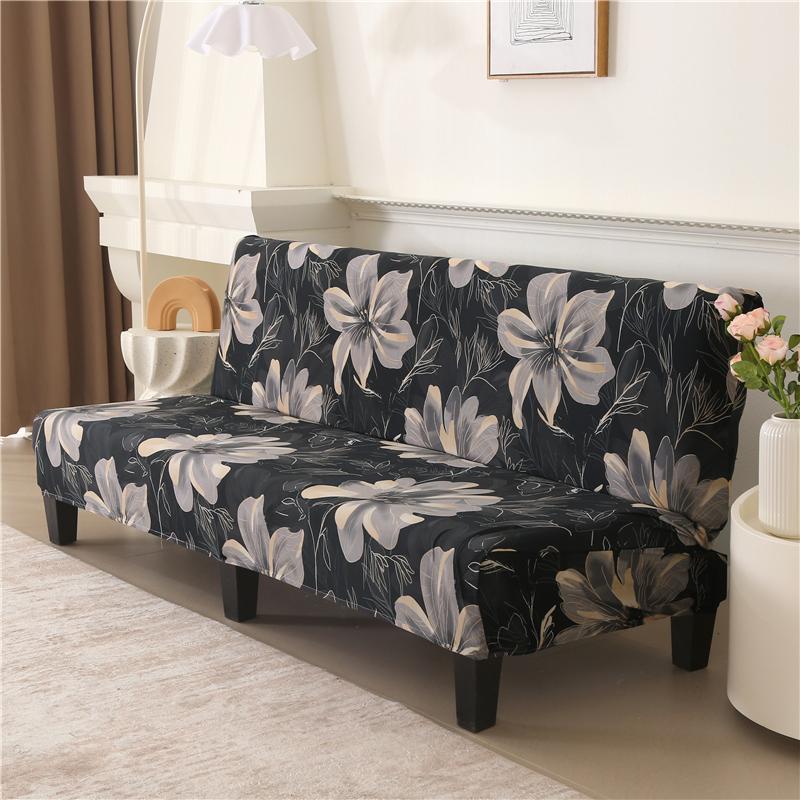 Stretch Futon Cover Armless Sofa Slipcover Folding Sofa Bed Couch Cover Washable Furniture Protector for Sofa Without Armrest