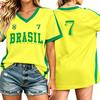 Casual V Neck Raglan Sleeve T Shirt Women Short Sleeve Letter Print Relaxed Fit Top for Sports Outdoor Activities
