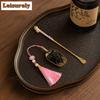 HOYIHM Green Tassel Alloy Tea Scoop Traditional Chahe Shovel Household Awakening Tea Ladle Puer Tea Services Accessories Craft
