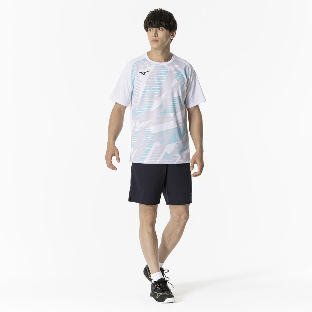 Tennis Badminton Game Short Sweat Quick Dynamotion Certified by Japan Badminton Unisex White [Mizuno] Shirt, Sleeve, Absorbent, Drying, Fit,