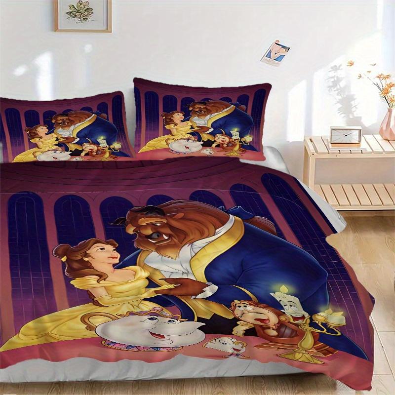 

3pcs Beauty and the Beast Quilt Set - Soft and Comfortable Bedroom, Guest Room and Dorm Decor Bedding Set 1 Quilt Cover + 2 Pillowcases.B008 135x200cm