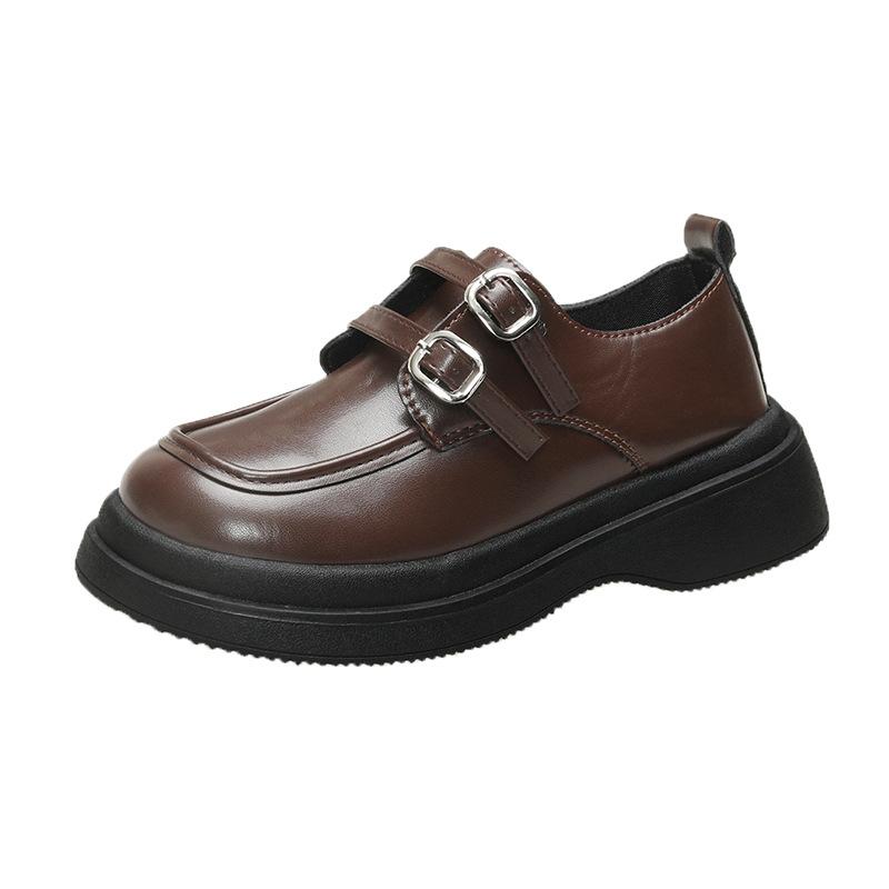 

2026 Spring/Autumn Thick-Soled British Style Leather Shoes, Casual and Versatile, Velcro Heel Slippers 39