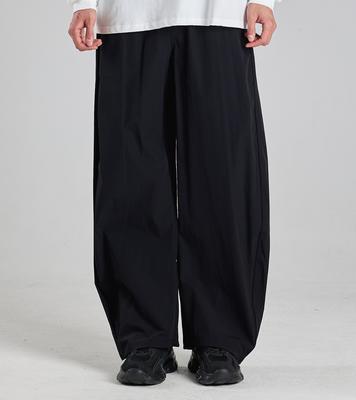 Beoteunseoul Nylon Curved Relax String Pants (Black)