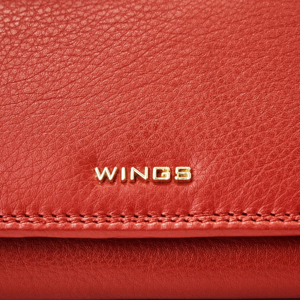 Women' Leather Wallet Wings with RFID Protection and a Roomy Interior Red
