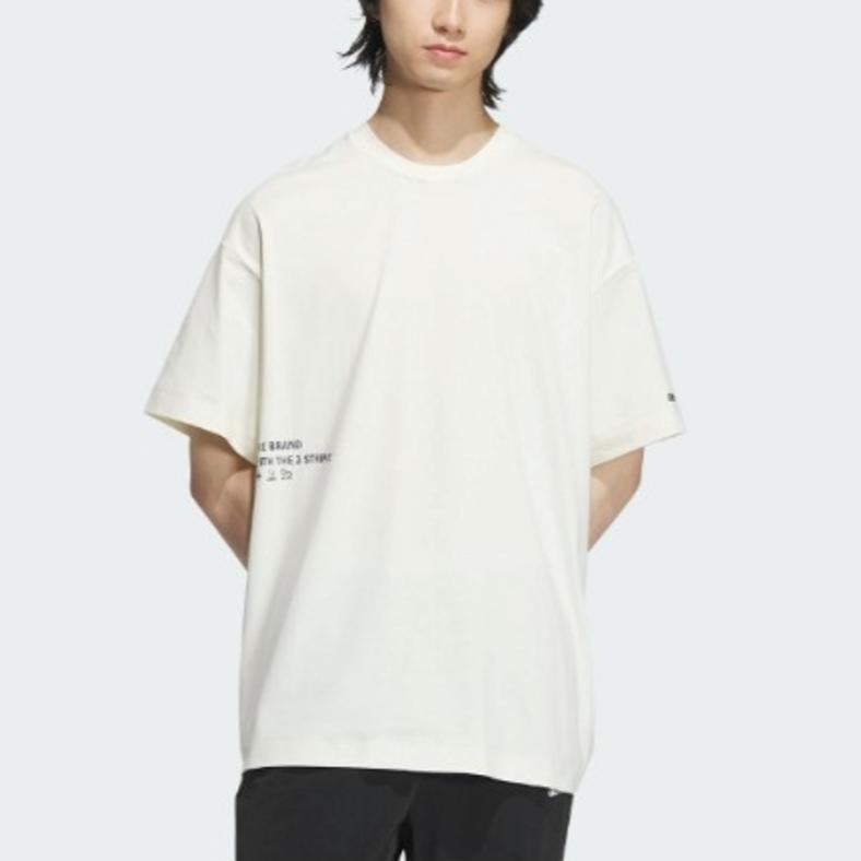 Adidas Cool And Breathable Knitted Short Sleeve T-Shirt Men Tops Off-White JJ0895
