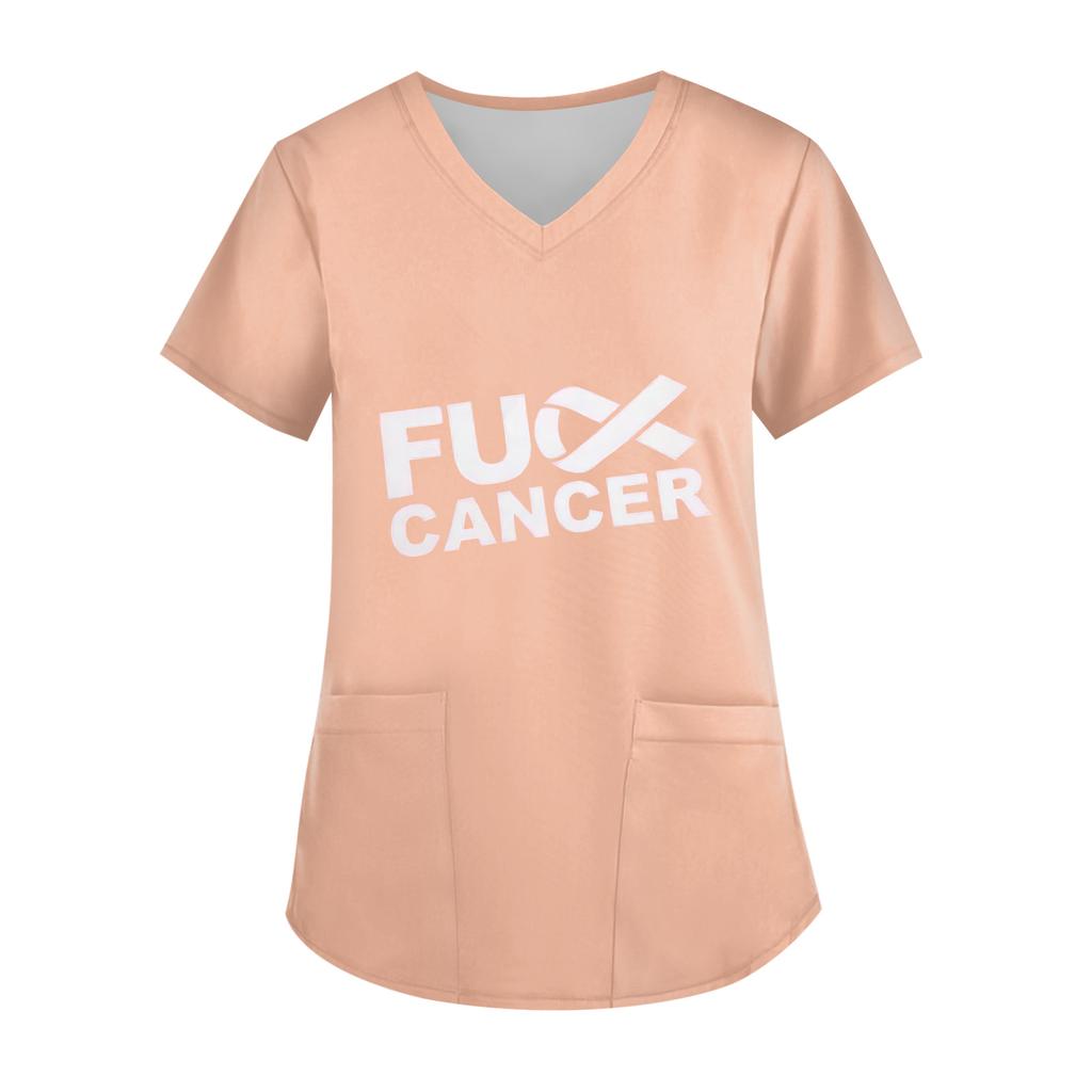 Women's V-Neck Short-Sleeve Pocketed Top With Side Slit