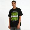 Summer Vacation Palm Leaf Surfing Print Casual Short Sleeve T-Shirt Pure cotton T-shirt