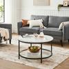 VASAGLE LCT071B13 Coffee Table, Living Room Table, Sofa Table, with Glass Top, Large Storage Space, Easy Assembly, Modern Style, White Marble Effect