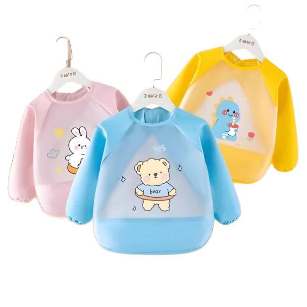 Waterproof Long-Sleeve Baby Bib: Stain-Resistant, Reversible Smock for Spring & Autumn