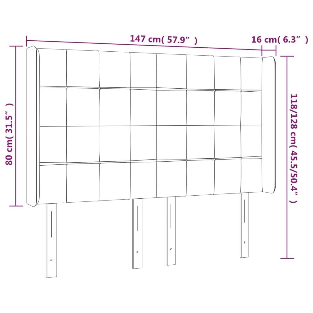 Vidaxl Zagłówek Do Łóżka Z Led, Taupe, 147X16X118/128 Cm, Tkanina