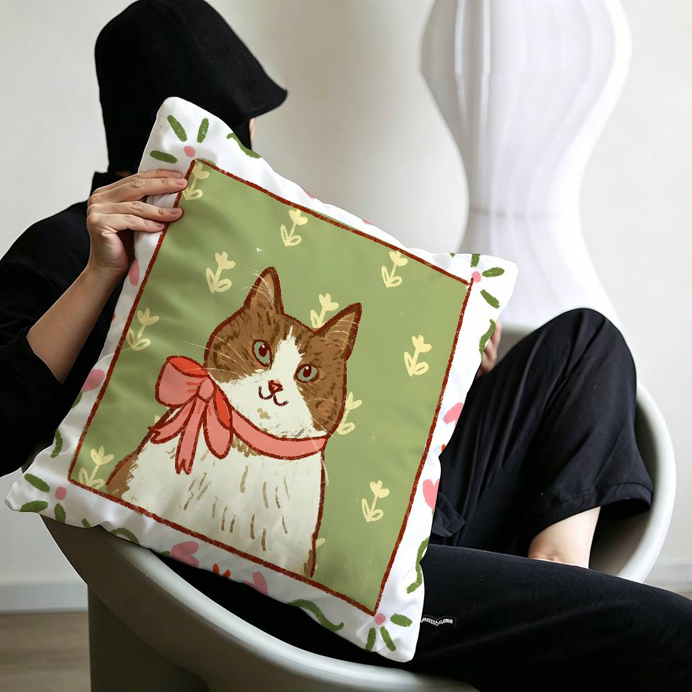 Cute caroon cat portrait photo frame fashion art Cushion Cover Polyester Sofa Cushions Throw Pillows Home Decoration Pillowcover