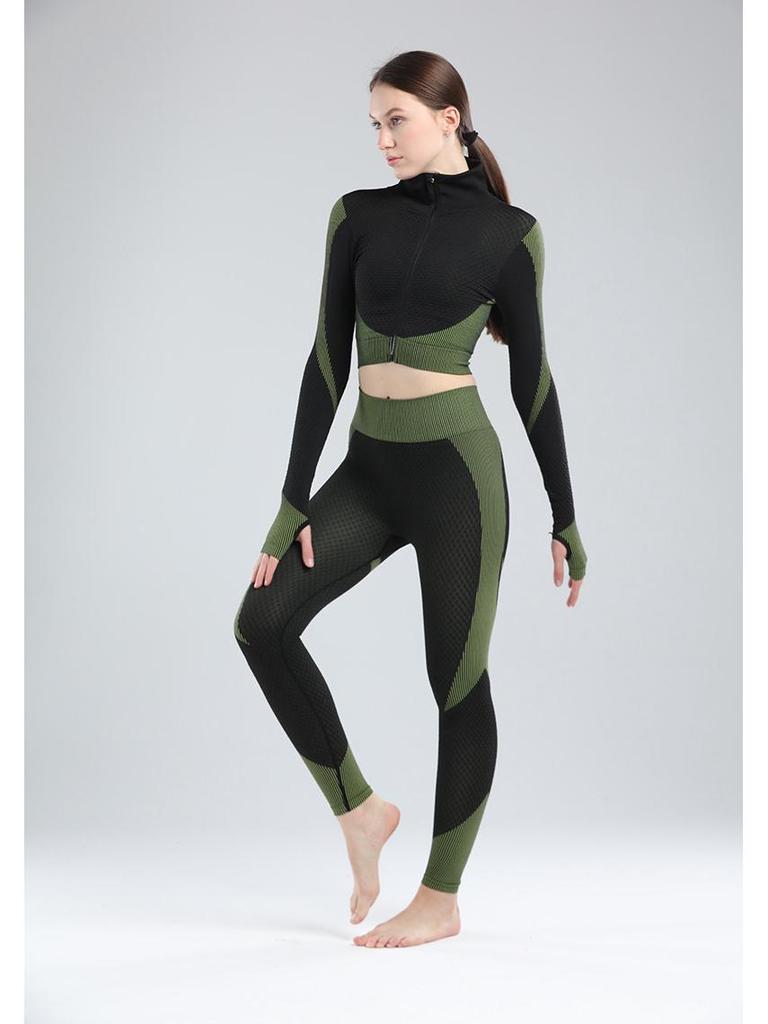 Women's Seamless High Waist 3-Piece Fitness Set – Breathable Yoga & Running Sportswear