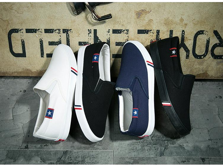 Spring Korean Slip-On Canvas Shoes: Men's & Unisex Breathable, Fashionable White Shoes, Extra Large Sizes