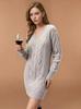 2025 Autumn/Winter Women's Mid-Length V-Neck Cable Knit Dress
