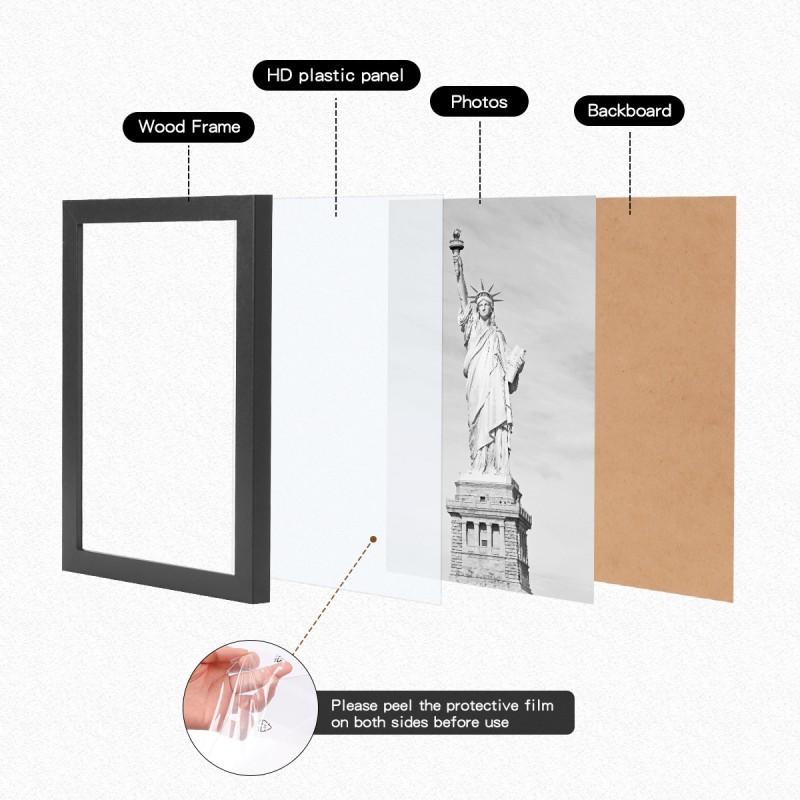 Handcrafted Wooden Rotating Clip Photo Frame Set 5pcs 6x8 7x10 A3 A4 Wall Decor Living Room Bedroom Office