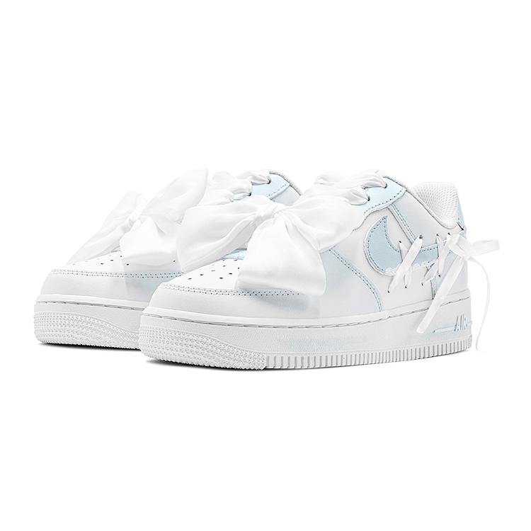 Nike Air Force 1 Air Force 1, Weiß, Schleife Schleifenknoten Niedrig geschnitten Skateboard-Schuhe GS Blau Weiß DH2920-111(TeamS-S-BOX)