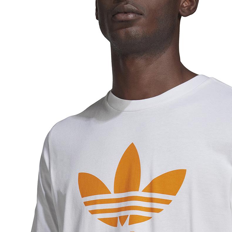 adidas T-shirt da uomo con stampa logo Trefoil grande, girocollo, bianca HE9510