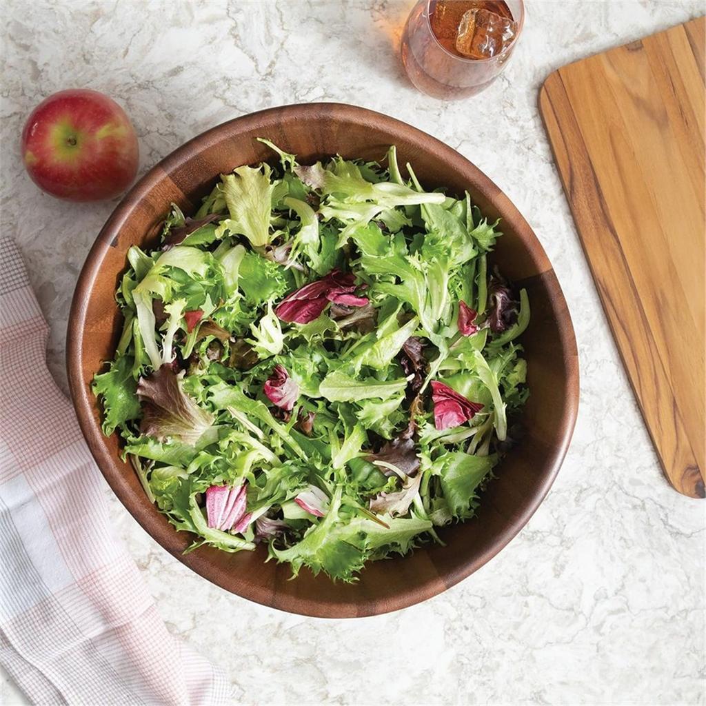 2026 New Large Wood Salad Bowl for Home Use with Salad Dressing.