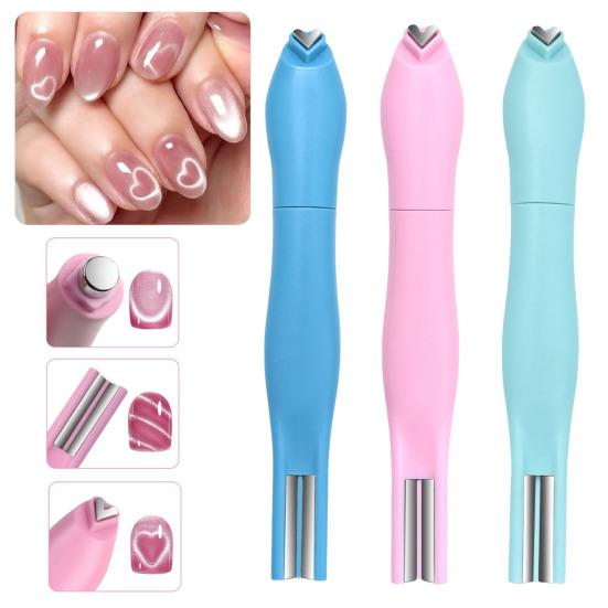 1/2/3Pcs Cat Eyes Gel Polish Nail Magnet 3-In-1 Love Heart Round Line Shape Nail Art Magnet Pen Home Salon Women Magnetic Manicure Art Tools