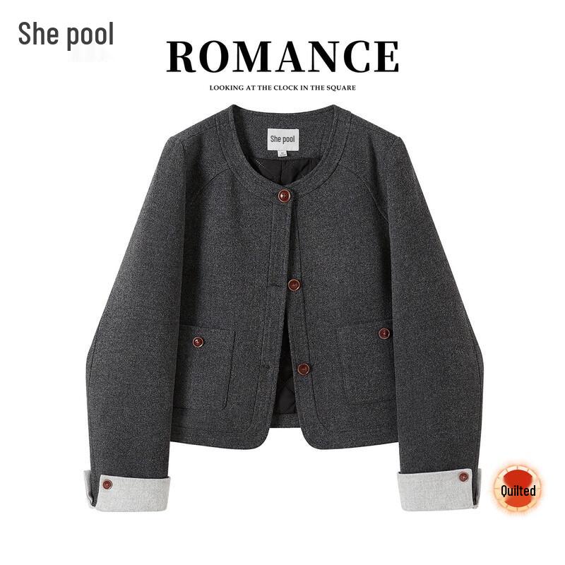 

Women s Color Block Round Neck Padded Jacket L