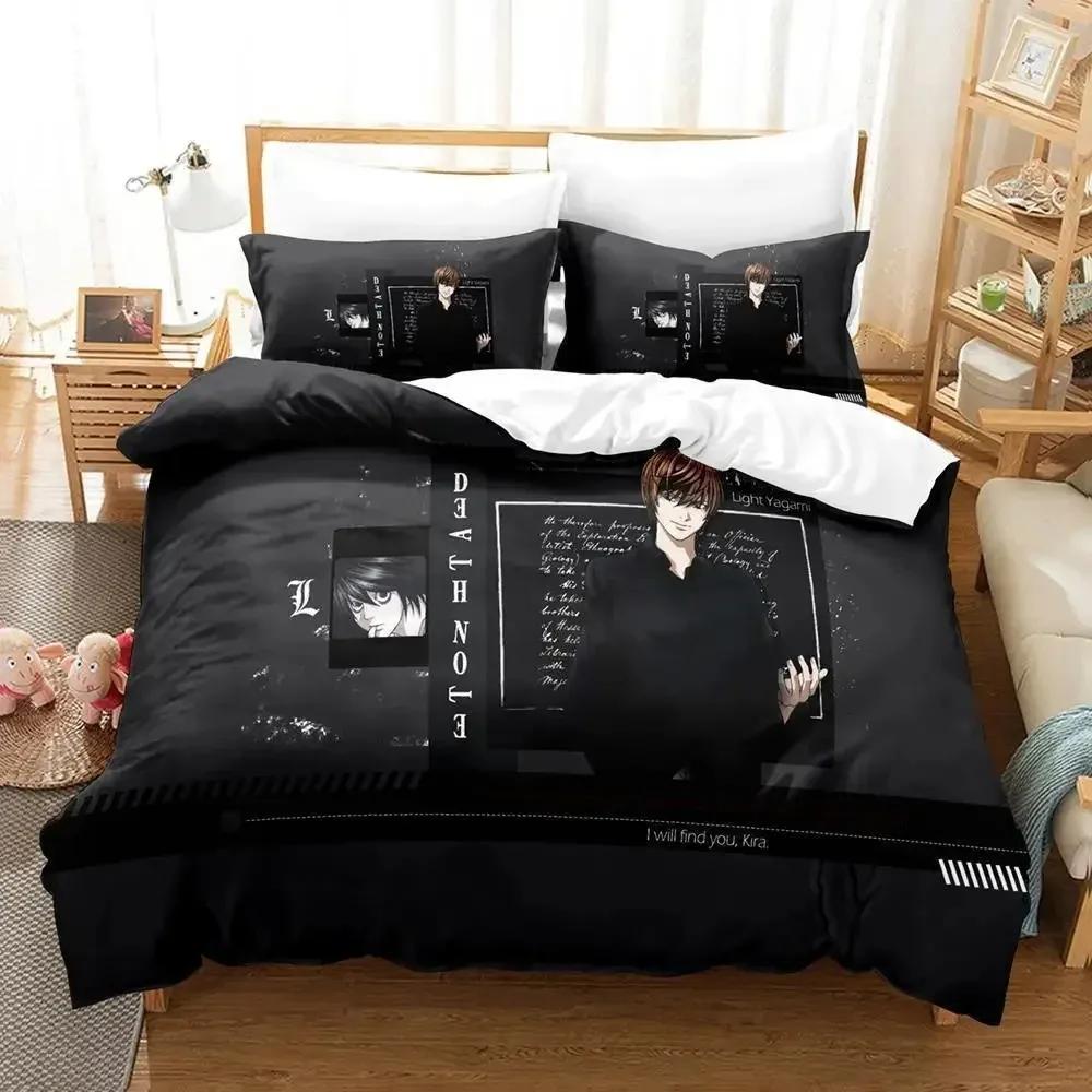 New Death Note Bedding Set Single Twin Full Queen King Size Bed Set Adult Kid Bedroom Duvet Cover Sets 3D Anime Bed Sheet Set