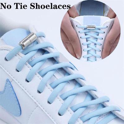 1 Par de Cordones sin Atar Redondos Elásticos Rápidos Perezosos para Zapatillas de Niño y Adulto Color de Moda