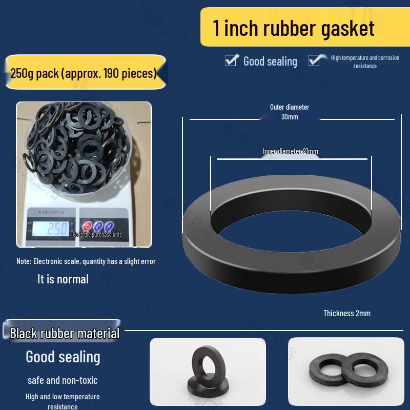 Waterproof Rubber Gasket Pad for Shower Hose & Water Meter - Fits 3/8", 1/2", 3/4", 1" Size Washers