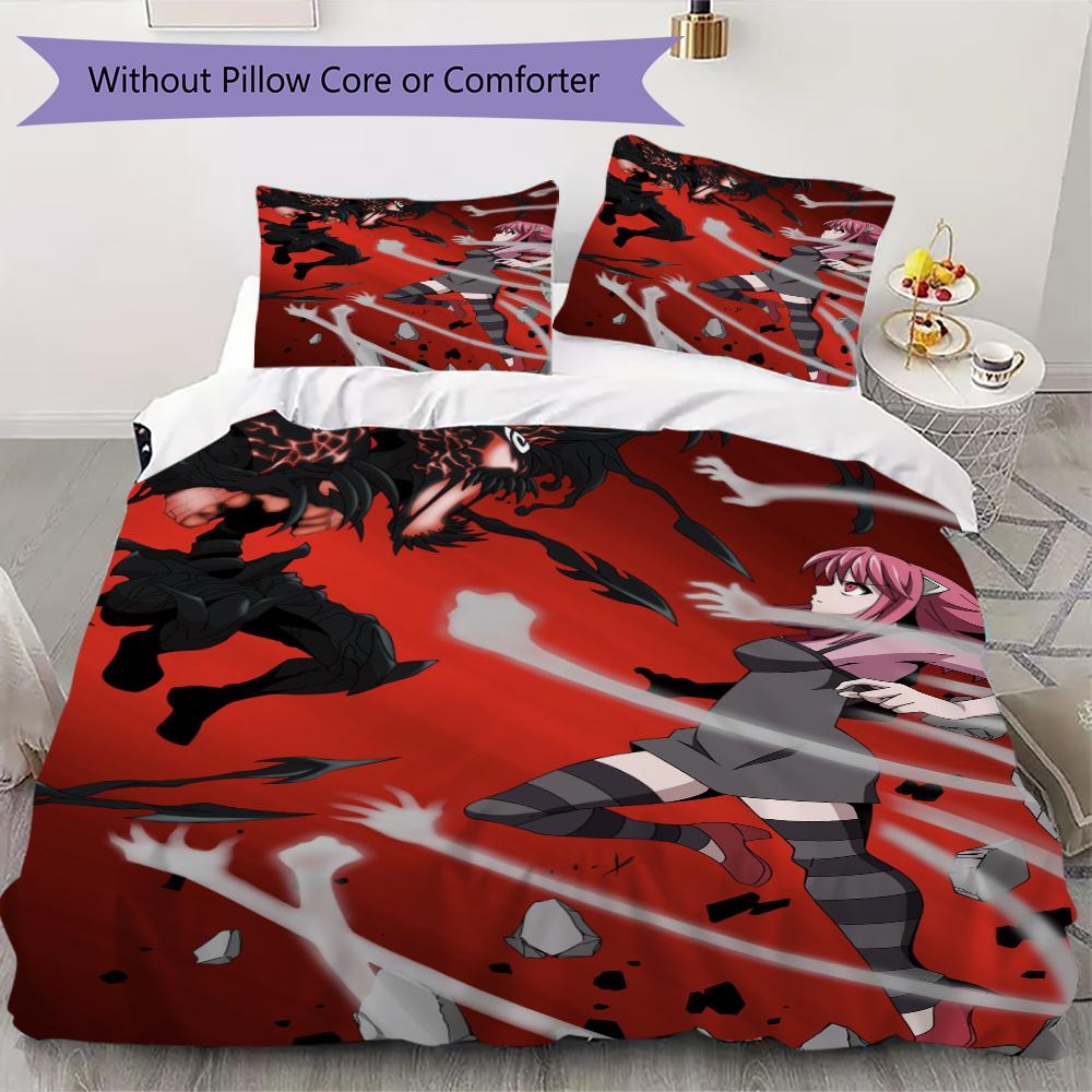 Elfen Lied Anime Pattern Bedding uilt Set uilt Cover Pillowcase Home Decoration Birthday Gift (1 * duvet cover + 2 * pillowcase without core)41