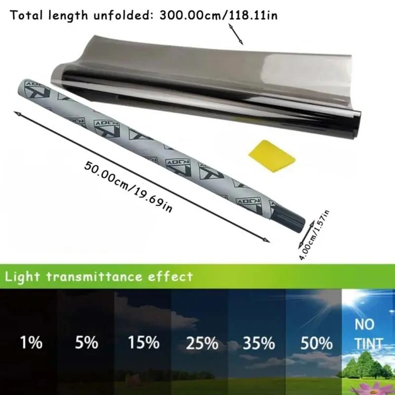 3Mx50CM VLT Schwarze Auto-Fensterfolien Tönungsfolie Haus-Fensterglas Solar-UV-Schutz Aufkleberfolien Perlenbaumwolle Klebekarton PAC