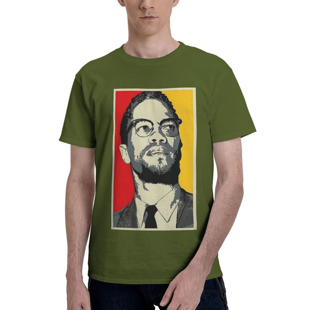 Malcolm X Wide Brown 100 Cotton Casual Breathable Confortable T Shirt Mens Clothing Brands Men TShirt