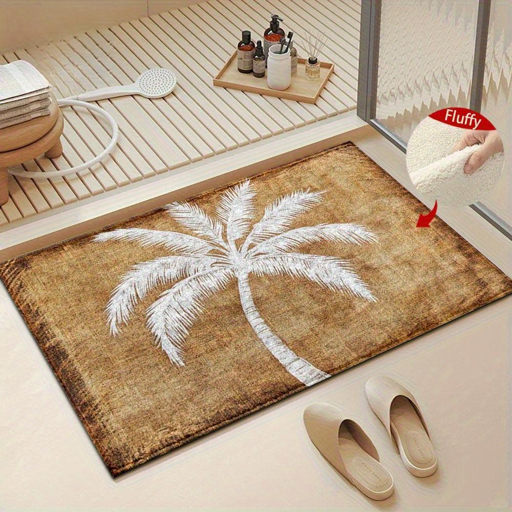 

Tropical Palm Tree Doormat - Beige & White Palm Leaf Design, Soft Polyester Machine Washable for Kitchen Entryway Dining Room 40x60cm