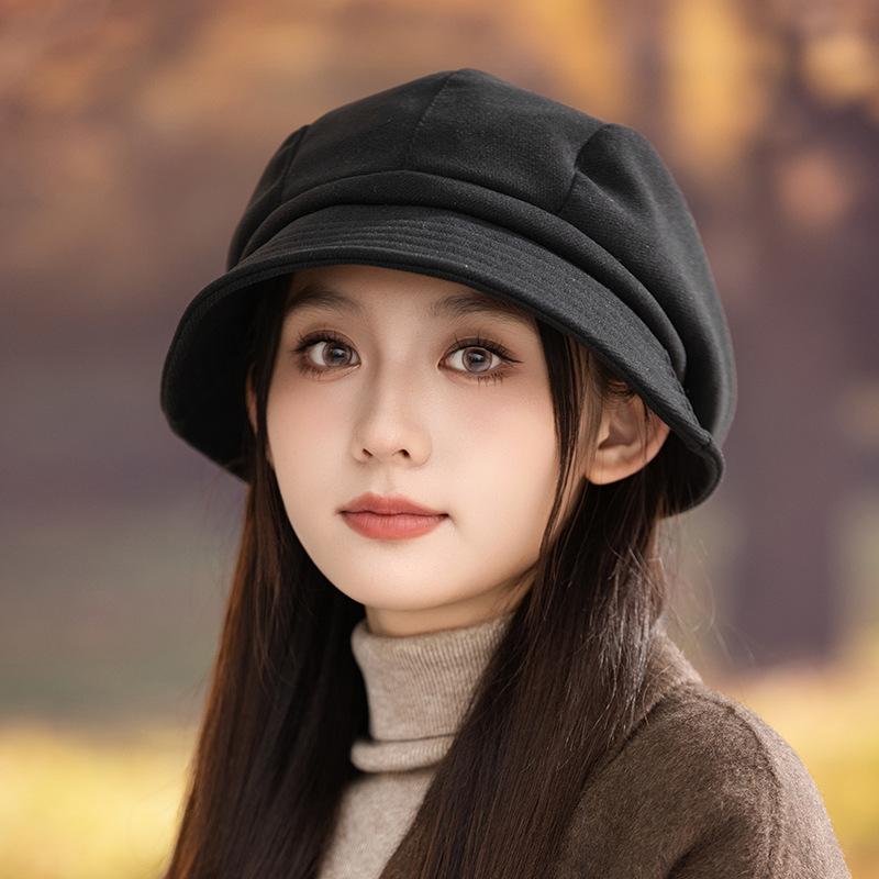 

Korean Lazy Style Big Head Circumference Beret Pile Hat British Retro Windproof Painter Hat FallSeason and ColdSeason Outside Windproof Hat One Size