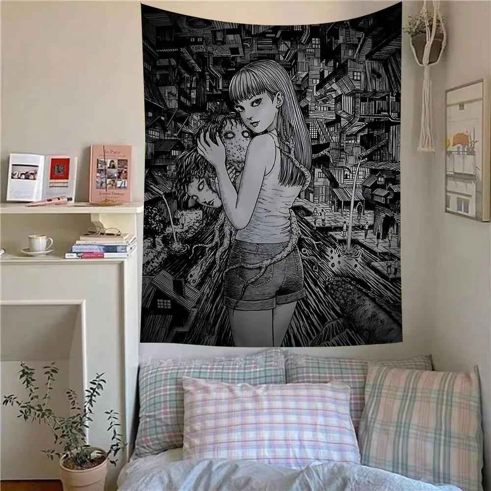 Japan Anime JJunji Ito Anime Wandteppich Günstiger Hippie Wandbehang Böhmische Wandteppiche Mandala Heimdekoration