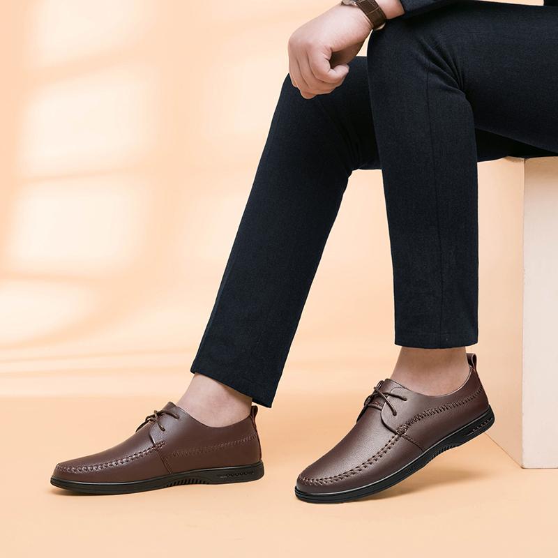 Pantofi pentru bărbați din piele naturală, retro, moale, anti-alunecare, pantofi din cauciuc, pantofi pentru bărbați, pantofi ocazionali pentru conducere, pantofi pentru domn, birou de afaceri
