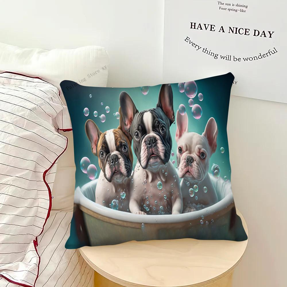 Bulldog Badewannenkissenbezug Quadratisches Kissen Schlafzimmer Sofa Freizeit Komfort Kissen Auto Wohnzimmer Heimdekoration