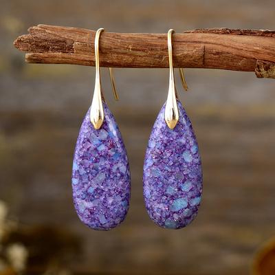Luxury New Bohemian Natural Stone Water Drop Stud Earrings Earrings Pendants European and American Popular Retro Jewelry